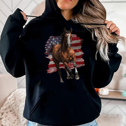Best Horse Lover Shirt , Funny Horse UnisexT-Shirt/Hoodie/Sweatshirt HLT00 - Horse Equestrian Riding USA Flag US America American Graphic T-Shirt