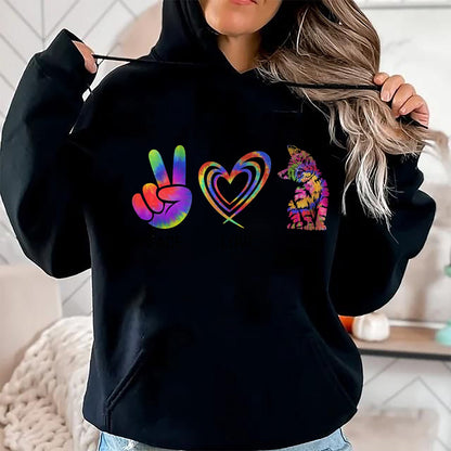 Cat Love Shirt, Funny Cat Lover Gift UnisexT-Shirt/Hoodie/Sweatshirt HLT00 - Peace Love Cats Funny Kitty Cat Lover T-Shirt (1)