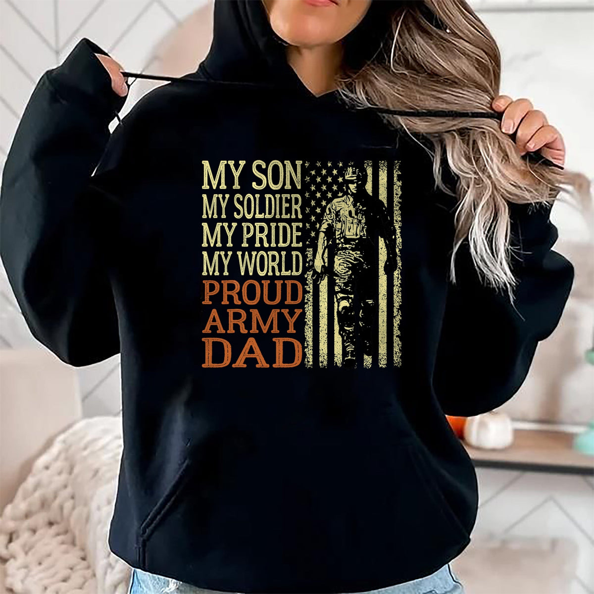 Gift for Dad Shirt, Funny Dad Unisex T-Shirt/Hoodie/Sweatshirt HLT00 – My Son Is A Soldier Hero Proud Army Dad US Military Father T-Shirt