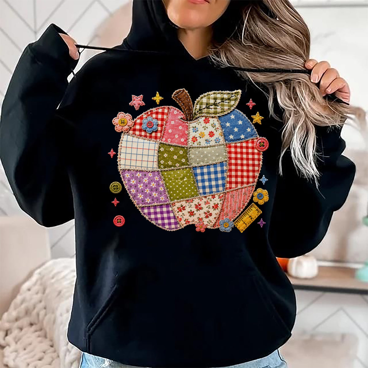 Best Student Shirt, Funny Back To School UnisexT-Shirt/Hoodie/Sweatshirt HLT00 - Cute Patchwork Preppy Apples Back to School Teacher Student T-Shirt