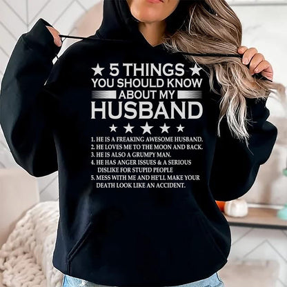 Best Husband Shirt, Wife and Husband Unisex T-Shirt/Hoodie/Sweatshirt HLT00 - 5 Things You Should Know About My Husband Marriage T-Shirt