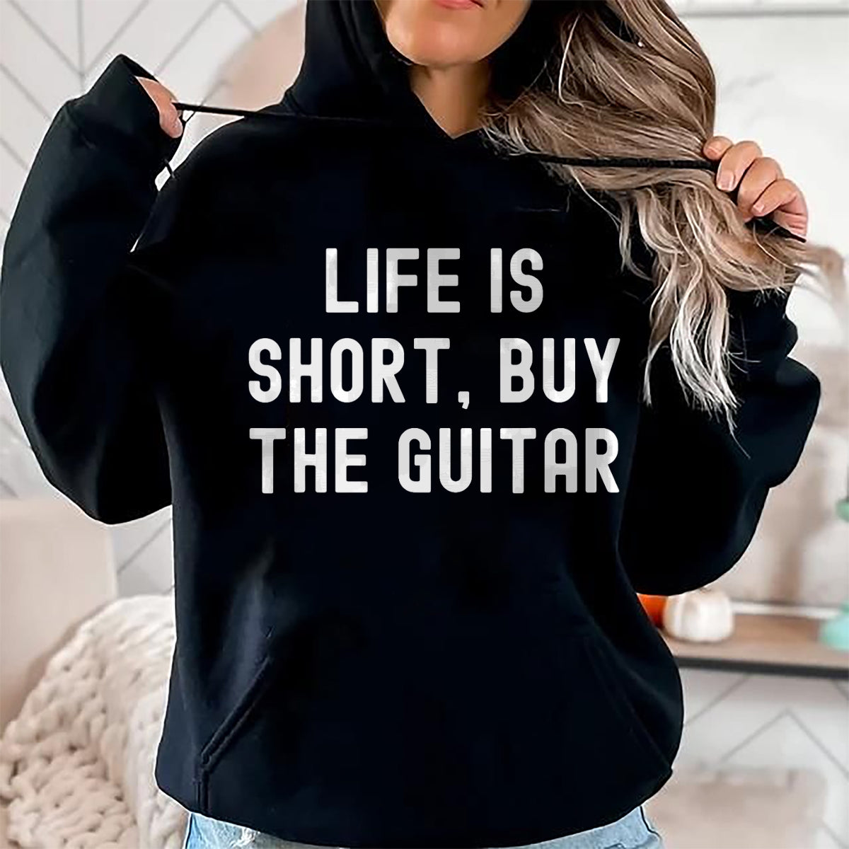 Guitar Lover Shirt, Funny Guitar UnisexT-Shirt/Hoodie/Sweatshirt HLT00 - Life Is Short, Buy The Guitar Funny Quote T-Shirt