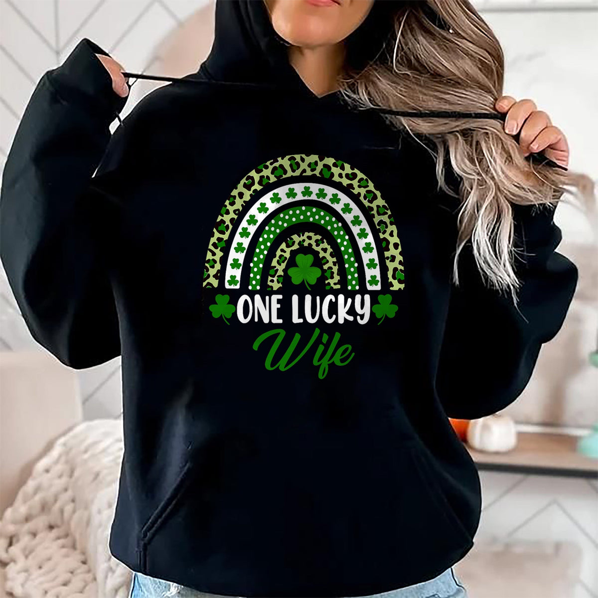 Best Wife Shirt, Wife and Husband Unisex T-Shirt/Hoodie/Sweatshirt HLT00 - Gift for wife T shirt, lucky wife   One Lucky Wife Rainbow St Patricks Day Lucky Wife T-Shirt