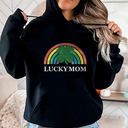 Gift for Mom Shirt, Funny Mom Unisex T-Shirt/Hoodie/Sweatshirt HLT00 - Lucky Mom Shamrock St. Patricks Day Rainbow Saint Paddys T-Shirt