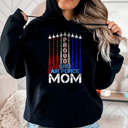 Gift for Mom Shirt, Funny Mom Unisex T-Shirt/Hoodie/Sweatshirt HLT00 - ic Jet 4th Of July Proud US Air Force Mom US Flag T-Shirt
