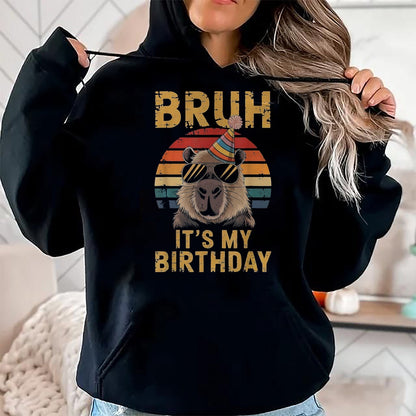 Cute Capybara Shirt, Funny Capybara Unisex T-Shirt/Hoodie/Sweatshirt HLT00 - Funny Capybara Birthday Boys Adult Kids Bruh Its My Birthday T-Shirt, Youth, Black, Large