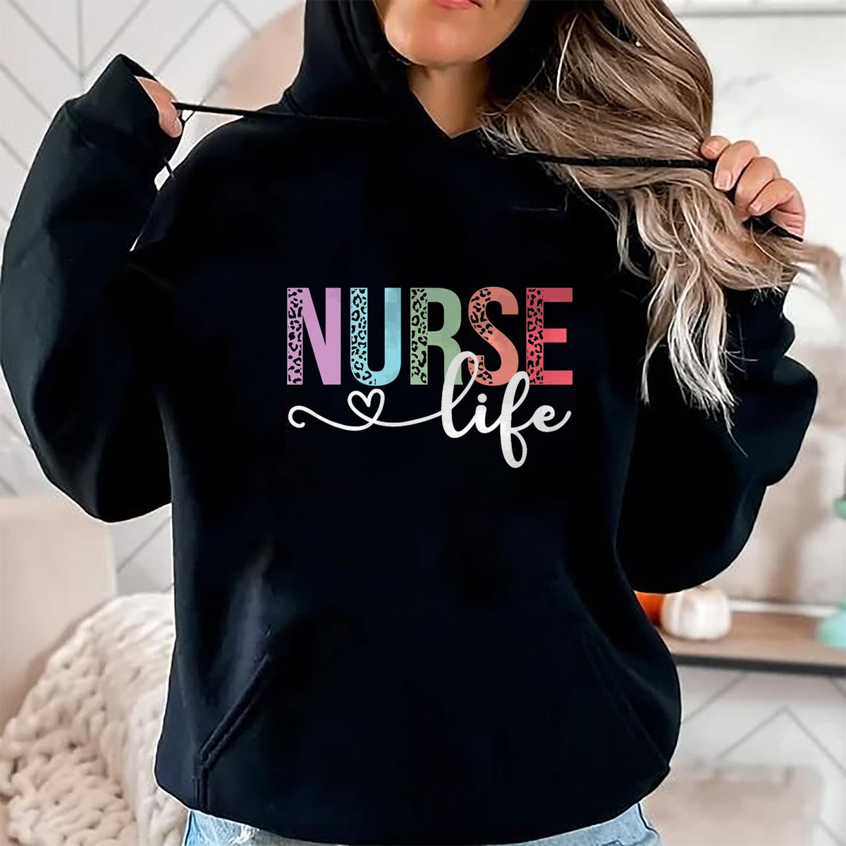 Funny Nurse Shirt, Nurse Unisex T-Shirt/Hoodie/Sweatshirt HLT00 - Women Nurse Life RN LPN CNA Leopard Nurse Week Healthcare T-Shirt