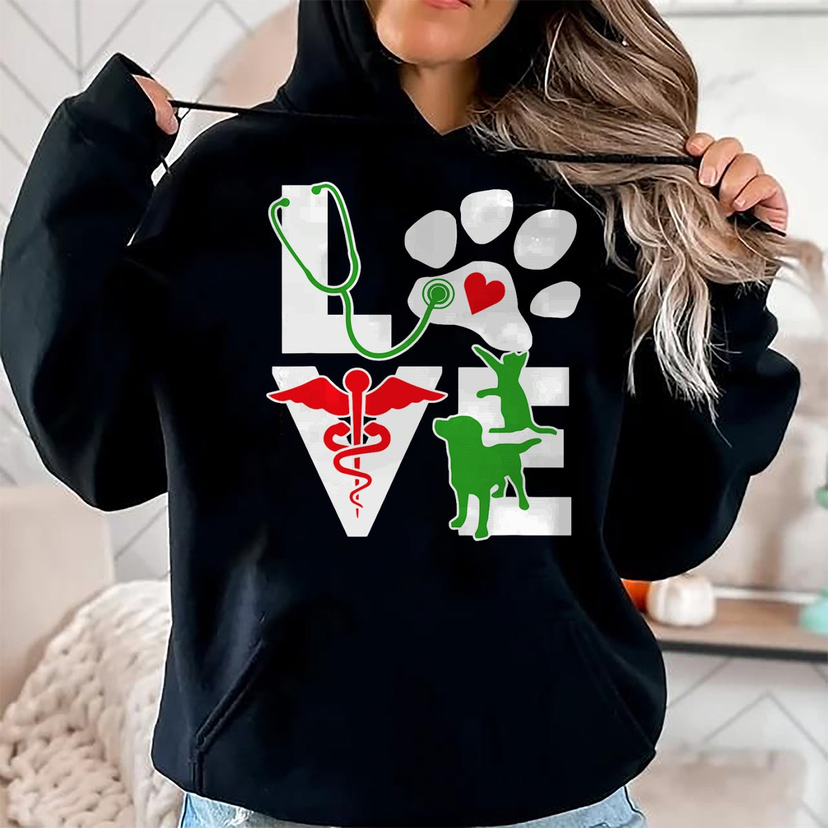 Cat Love Shirt, Funny Cat Lover Gift UnisexT-Shirt/Hoodie/Sweatshirt HLT00 - Love Dog Cat Vet Tech Veterinarian Top Veterinary Technician T-Shirt