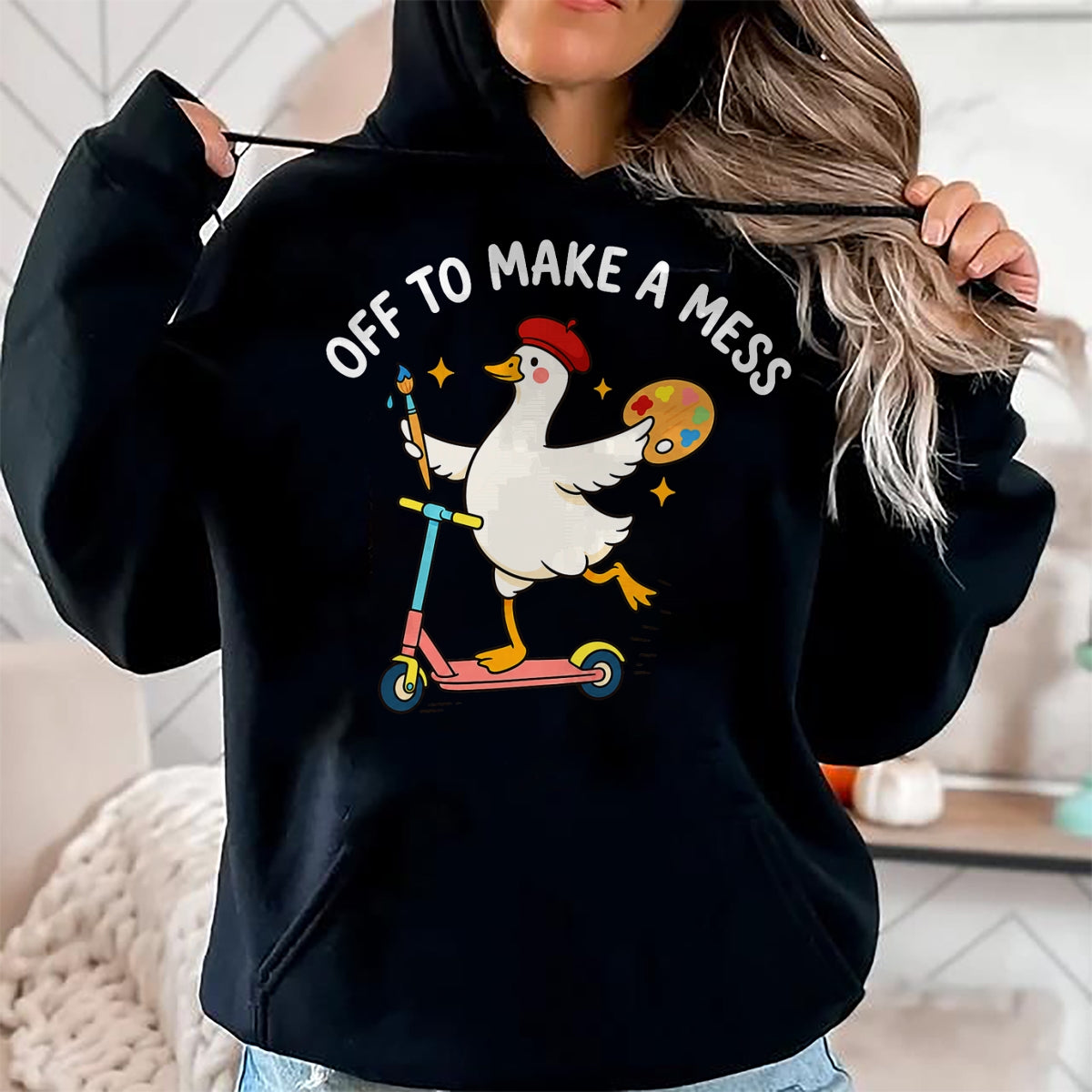 Best Teacher Shirt, Funny Teacher UnisexT-Shirt/Hoodie/Sweatshirt HLT00 - Off to Make A Mess Funny Artist Goose Creative Teacher Humor T-Shirt