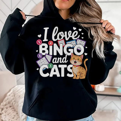Cat Love Shirt, Funny Cat Lover Gift UnisexT-Shirt/Hoodie/Sweatshirt HLT00 - Cat Lover I Love Bingo And Cats Gambling Bingo Player Bingo Men Women T-Shirt
