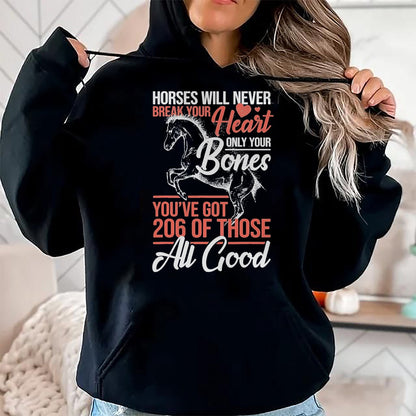 Best Horse Lover Shirt , Funny Horse UnisexT-Shirt/Hoodie/Sweatshirt HLT00 - Horse Rider - Horses Will Never Break Your Heart - Horse T-Shirt, Men, Black, 3X-Large