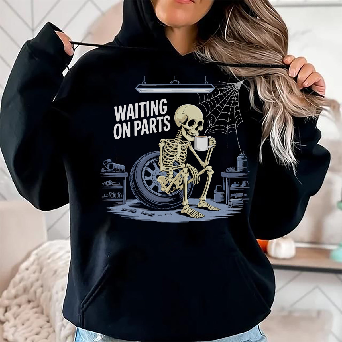 Best Mechanic Life Shirt, Funny Mechanic UnisexT-Shirt/Hoodie/Sweatshirt HLT00 - Funny Waiting On Parts Mechanic Skeleton Auto Repair Life T-Shirt