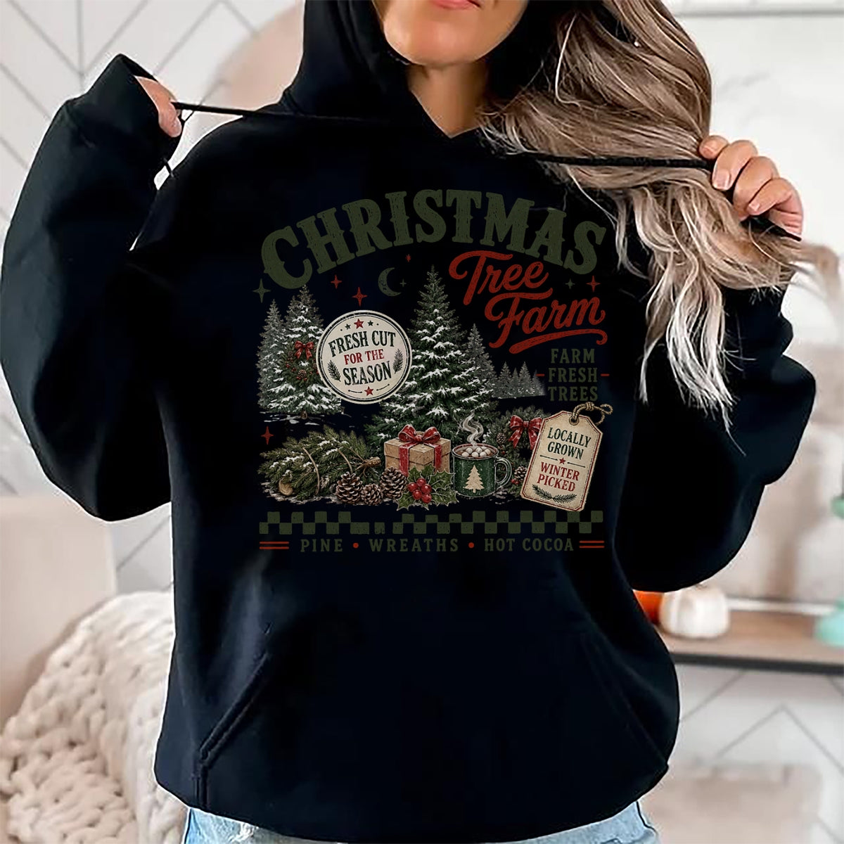 Best Farmer Life Shirt, Funny Farmer UnisexT-Shirt/Hoodie/Sweatshirt HLT00 - Retro Christmas Tree Farm Xmas Farmer T-Shirt