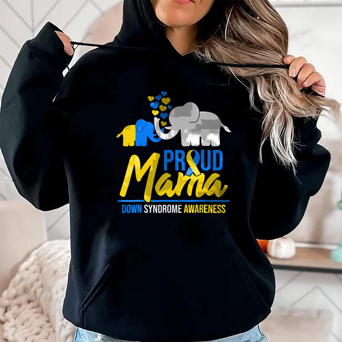 Gift for Mom Shirt, Funny Mom Unisex T-Shirt/Hoodie/Sweatshirt HLT00 - Proud Bear Mama Down Syndrome Awareness Women T21 Mom T-Shirt