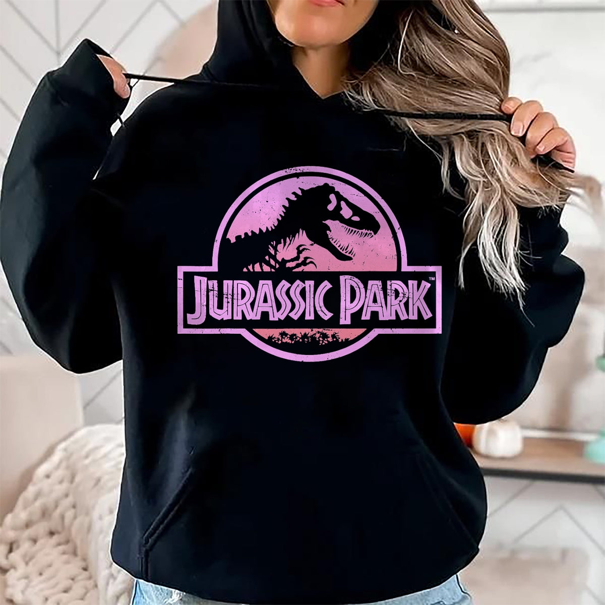 Best Dinosaur Lover Shirt, Funny Dinosaur UnisexT-Shirt/Hoodie/Sweatshirt HLT00 - Jurassic Park Retro Neon Pink Logo Graphic T-Shirt T-Shirt