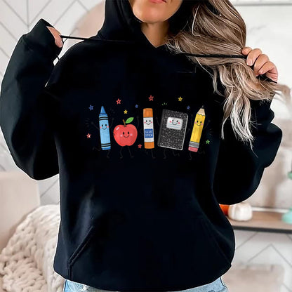 Best Student Shirt, Funny Back To School UnisexT-Shirt/Hoodie/Sweatshirt HLT00 - Funny Teacher Back to School Crayon Apple Pencil Notebook T-Shirt