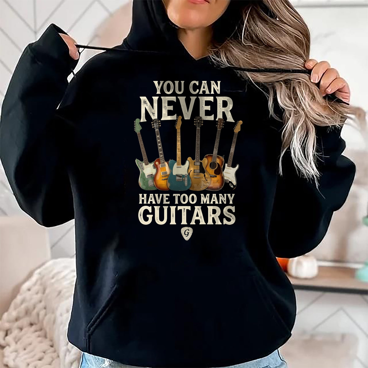 Guitar Lover Shirt, Funny Guitar UnisexT-Shirt/Hoodie/Sweatshirt HLT00 - You Can Never Have Too Many Guitars Vintage Music Decor Art Long Sleeve T-Shirt