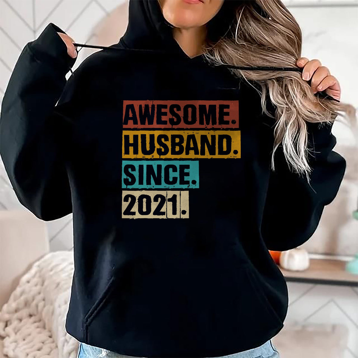 Best Wife Shirt, Wife and Husband Unisex T-Shirt/Hoodie/Sweatshirt HLT00 - 3rd Year Wedding Anniversary Epic Awesome Husband Since 2021 T-Shirt (2)