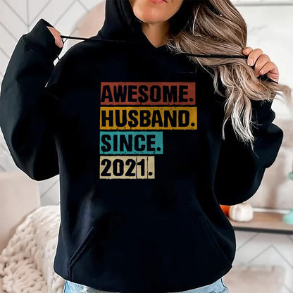 Best Wife Shirt, Wife and Husband Unisex T-Shirt/Hoodie/Sweatshirt HLT00 - 3rd Year Wedding Anniversary Epic Awesome Husband Since 2021 T-Shirt (2)