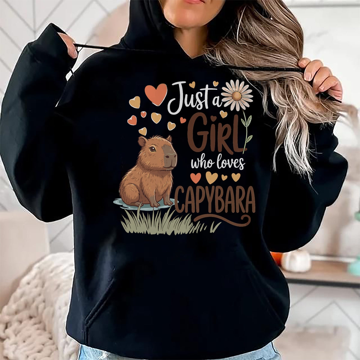 Cute Capybara Shirt, Funny Capybara Unisex T-Shirt/Hoodie/Sweatshirt HLT00 - Just A Girl Who Loves Capybaras Cute Capybara Women Girls T-Shirt
