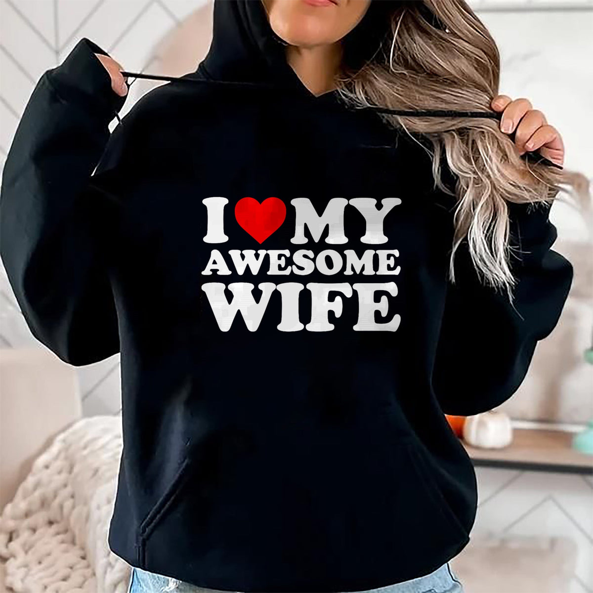 Best Wife Shirt, Wife and Husband Unisex T-Shirt/Hoodie/Sweatshirt HLT00 - I Love My Awesome Wife T-Shirt with Heart T-Shirt