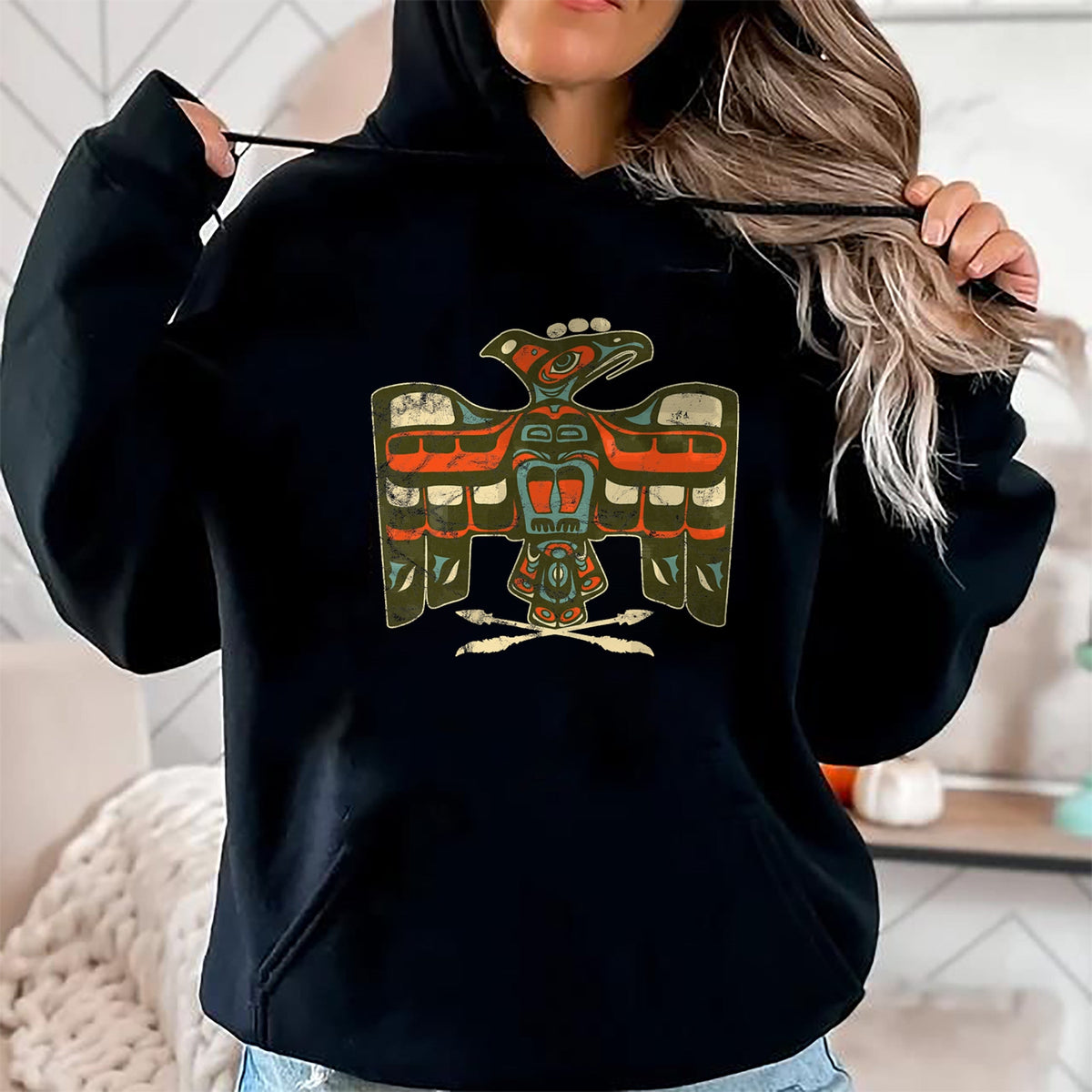 Native American T-Shirts, Vintage Native American Unisex T-Shirt/Hoodie/Sweatshirt HLT00 - vintage Native American Indian Totem Bird Art