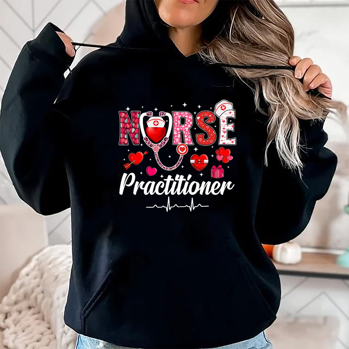 Funny Nurse Shirt, Nurse Unisex T-Shirt/Hoodie/Sweatshirt HLT00 - Valentines Nurse Practitioner Scrubs Nurse Life Stethoscope T-Shirt