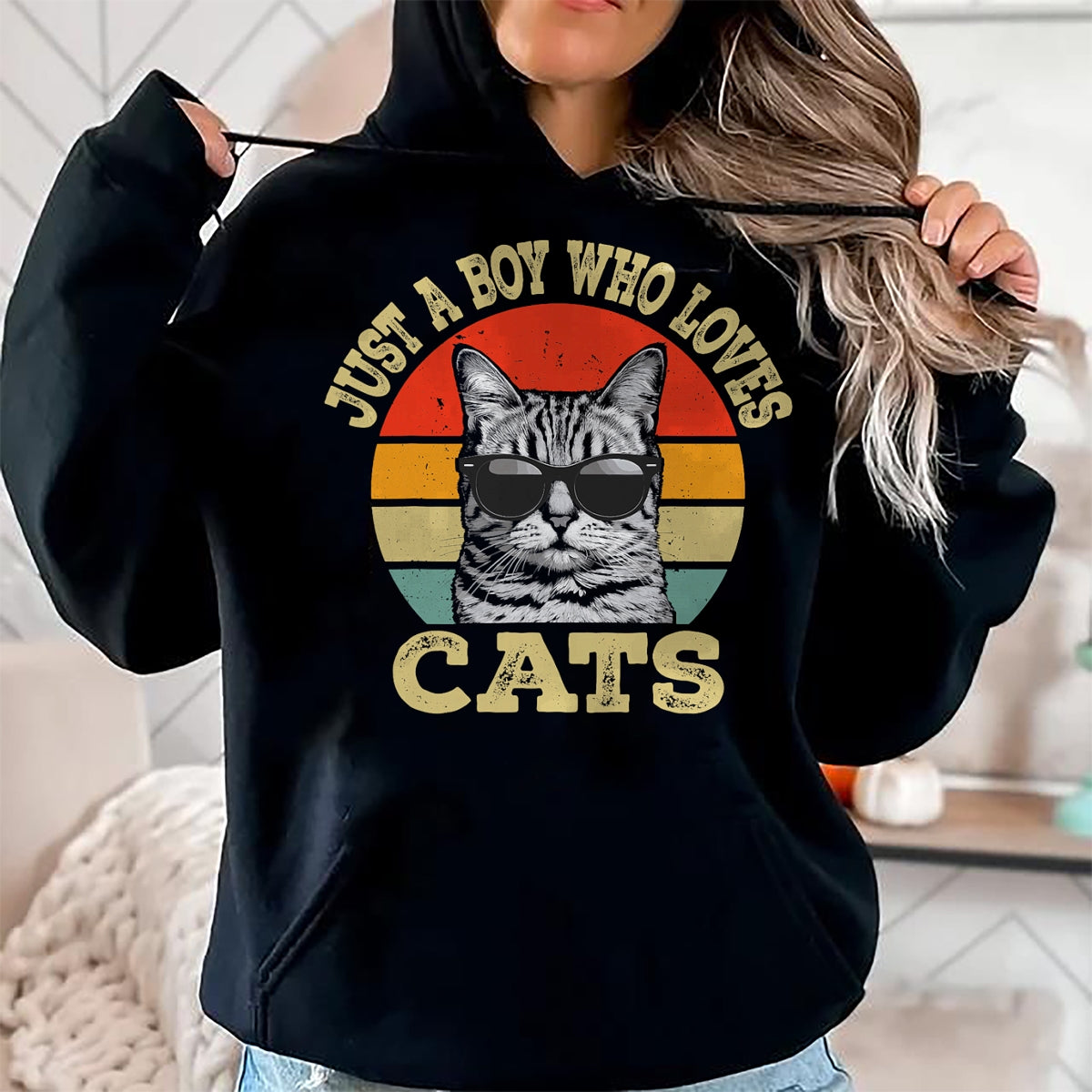 Cat Love Shirt, Funny Cat Lover Gift UnisexT-Shirt/Hoodie/Sweatshirt HLT00 - Vintage Just A Boy Who Loves Cats Boy Kid Cat Lover for Boys T-Shirt (1)