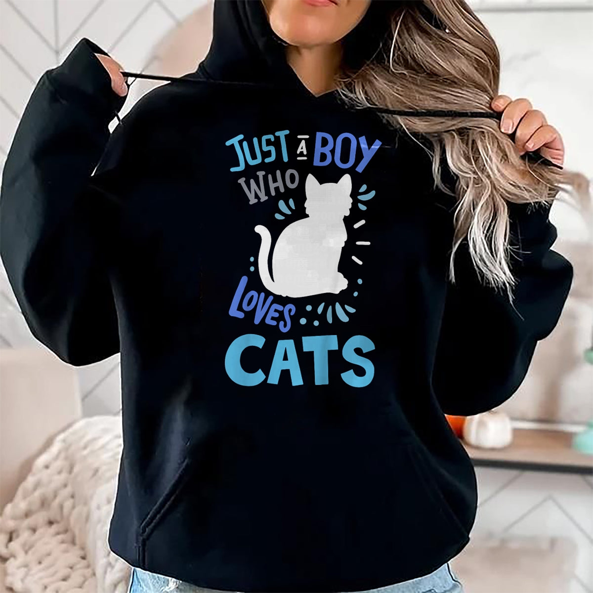 Cat Love Shirt, Funny Cat Lover Gift UnisexT-Shirt/Hoodie/Sweatshirt HLT00 - Kids Cat Just A Boy Who Loves Cats for Cat Lovers T-Shirt