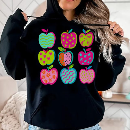 Best Student Shirt, Funny Back To School UnisexT-Shirt/Hoodie/Sweatshirt HLT00 - Cute Patchwork Preppy Apples Back to School Teacher Student T-Shirt (3)