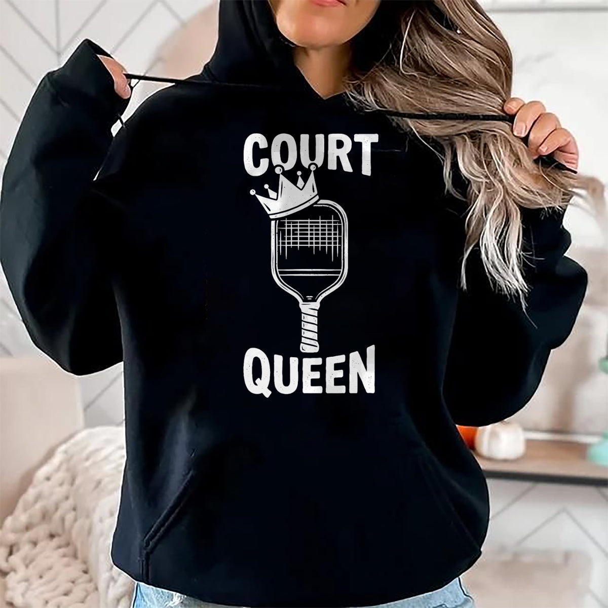 Funny Pickleball Shirt, Pickleball Lover Unisex T-Shirt/Hoodie/Sweatshirt HLT00 - Pickleball Court Queen T-Shirt