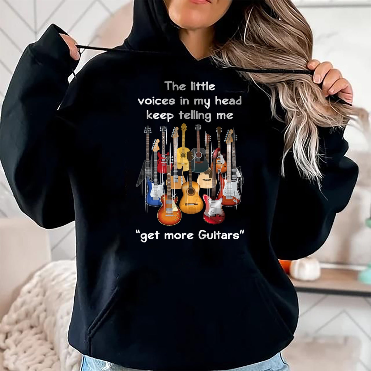 Guitar Lover Shirt, Funny Guitar UnisexT-Shirt/Hoodie/Sweatshirt HLT00 - The Voices in My Head Keep Telling Me to Get More Guitars T-Shirt