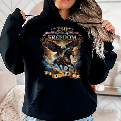 Best Horse Lover Shirt , Funny Horse UnisexT-Shirt/Hoodie/Sweatshirt HLT00 - Patriotic Eagle Horse 250th of Freedom USA 1776 Anniversary T-Shirt