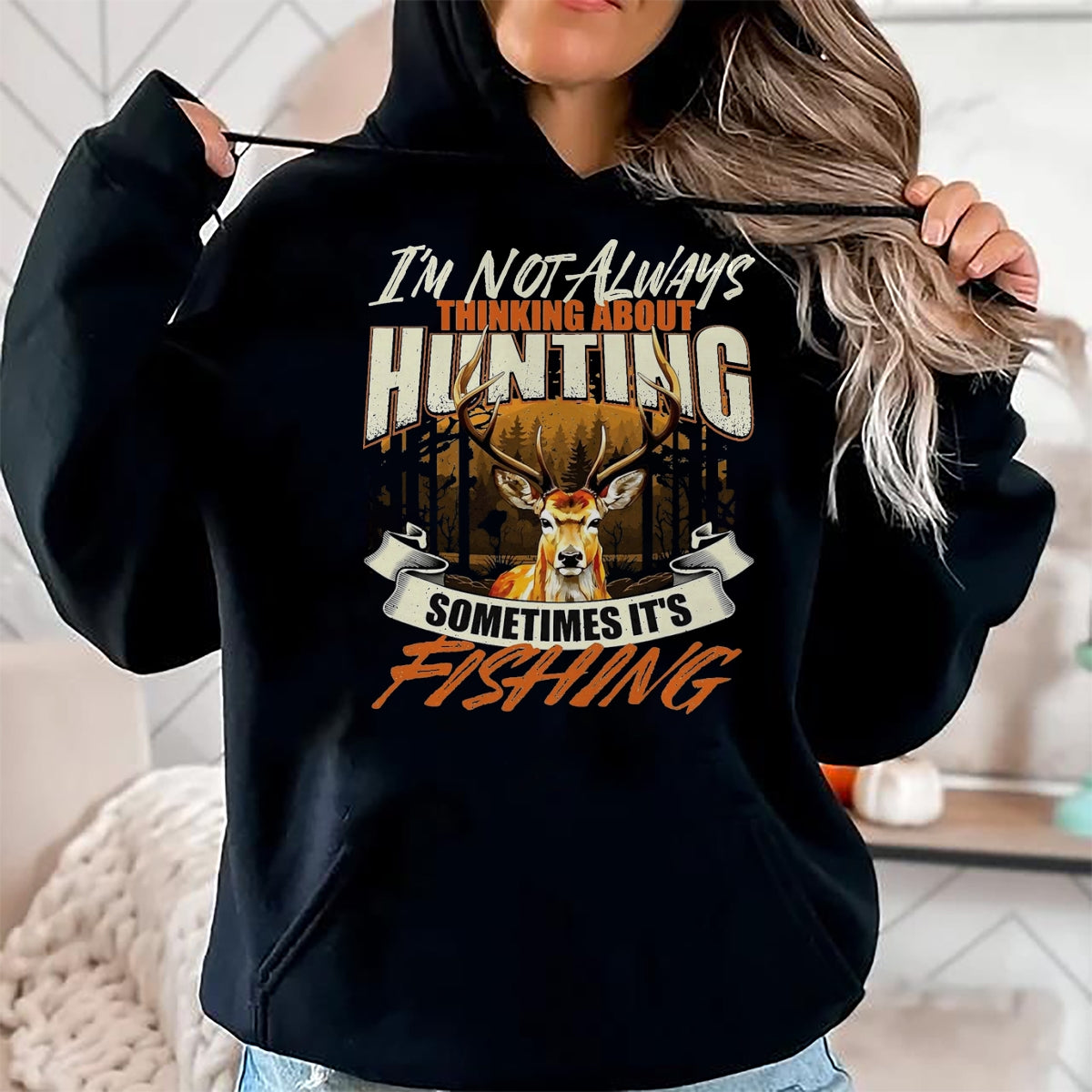Funny Hunting Shirt, Gift For Hunting Lover Unisex T-Shirt/Hoodie/Sweatshirt HLT00 - I_m Not Always Thinking About Hunting - Wildlife Deer Lover T-Shirt, Men, Black, 3X-Large
