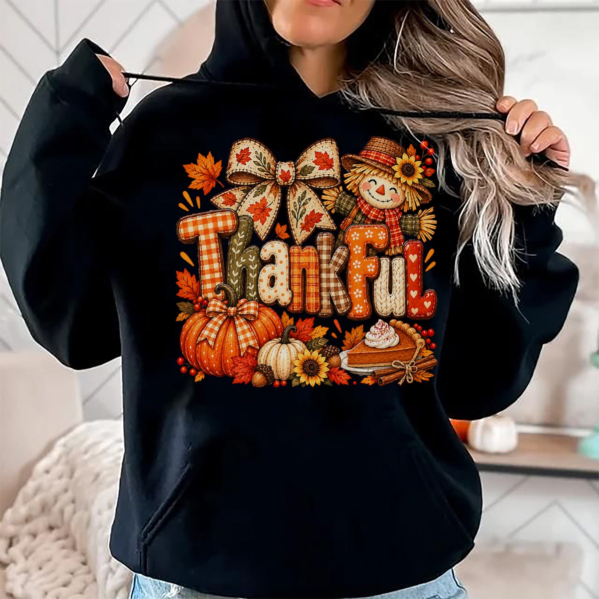 Best Thanksgiving Family Shirt , Funny Thanksgiving UnisexT-Shirt/Hoodie/Sweatshirt HLT00 - Thankful Thanksgiving Fall Scarecrow Pumpkin Autumn Harvest T-Shirt