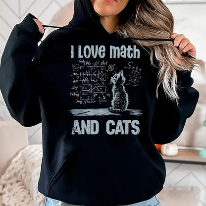 Cat Love Shirt, Funny Cat Lover Gift UnisexT-Shirt/Hoodie/Sweatshirt HLT00 - I Love Math and Cats Funny Cat Lover Science Teacher Student T-Shirt