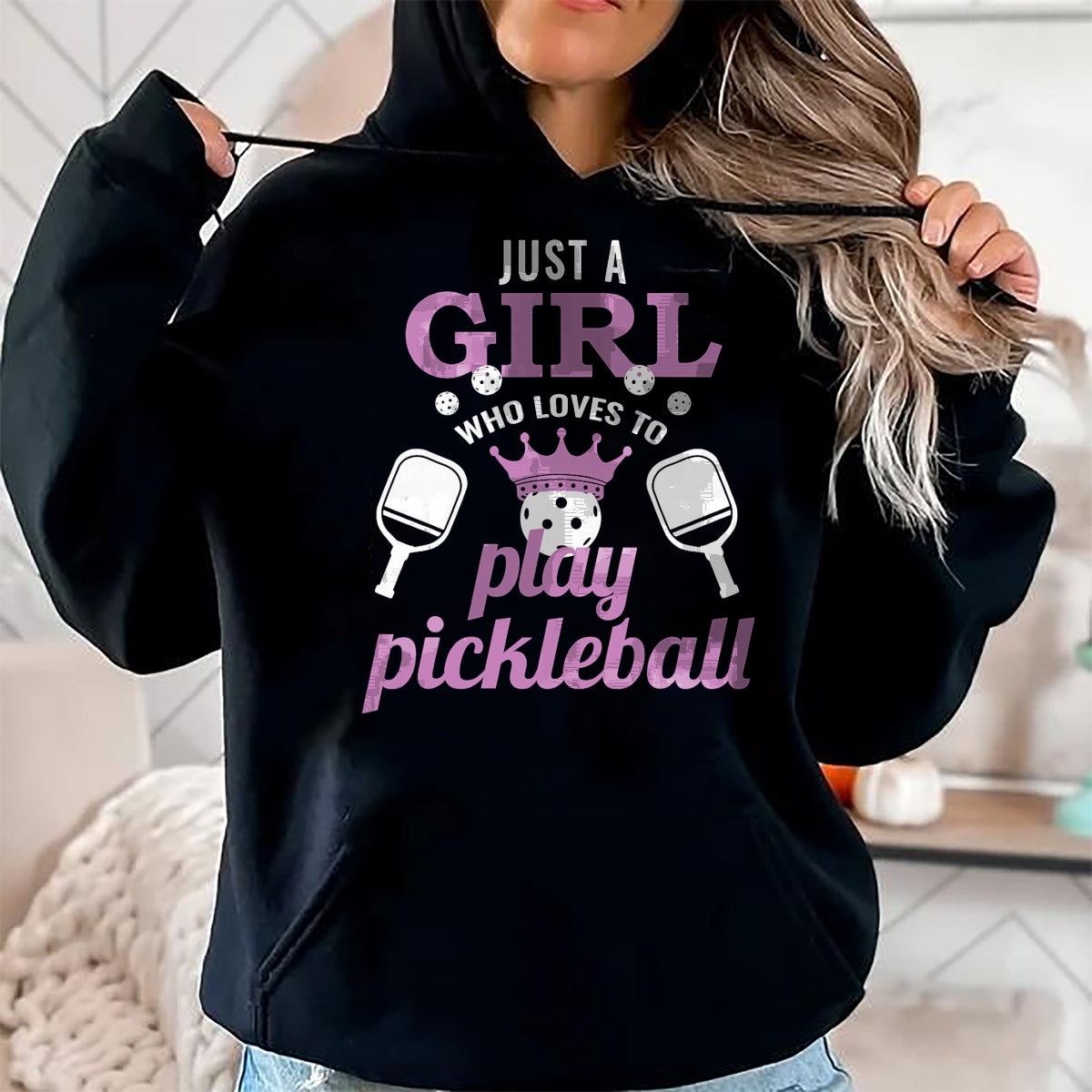 Funny Pickleball Shirt, Pickleball Lover Unisex T-Shirt/Hoodie/Sweatshirt HLT00 - Just a Girl Who Loves to Play Pickleball Funny Pickleball T-Shirt