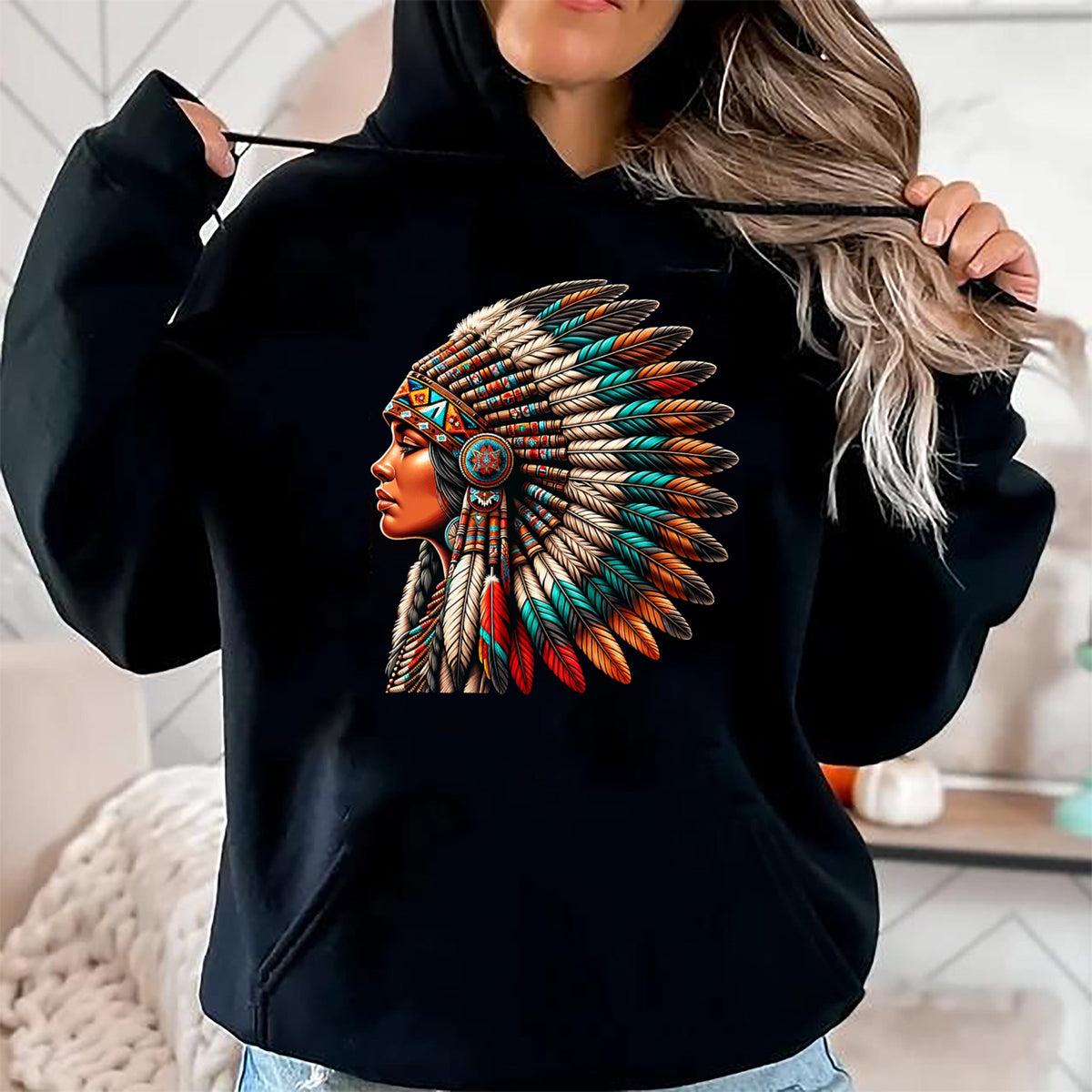 Native American T-Shirts, Vintage Native American Unisex T-Shirt/Hoodie/Sweatshirt HLT00 - Native American Woman Indian Warrior for Women