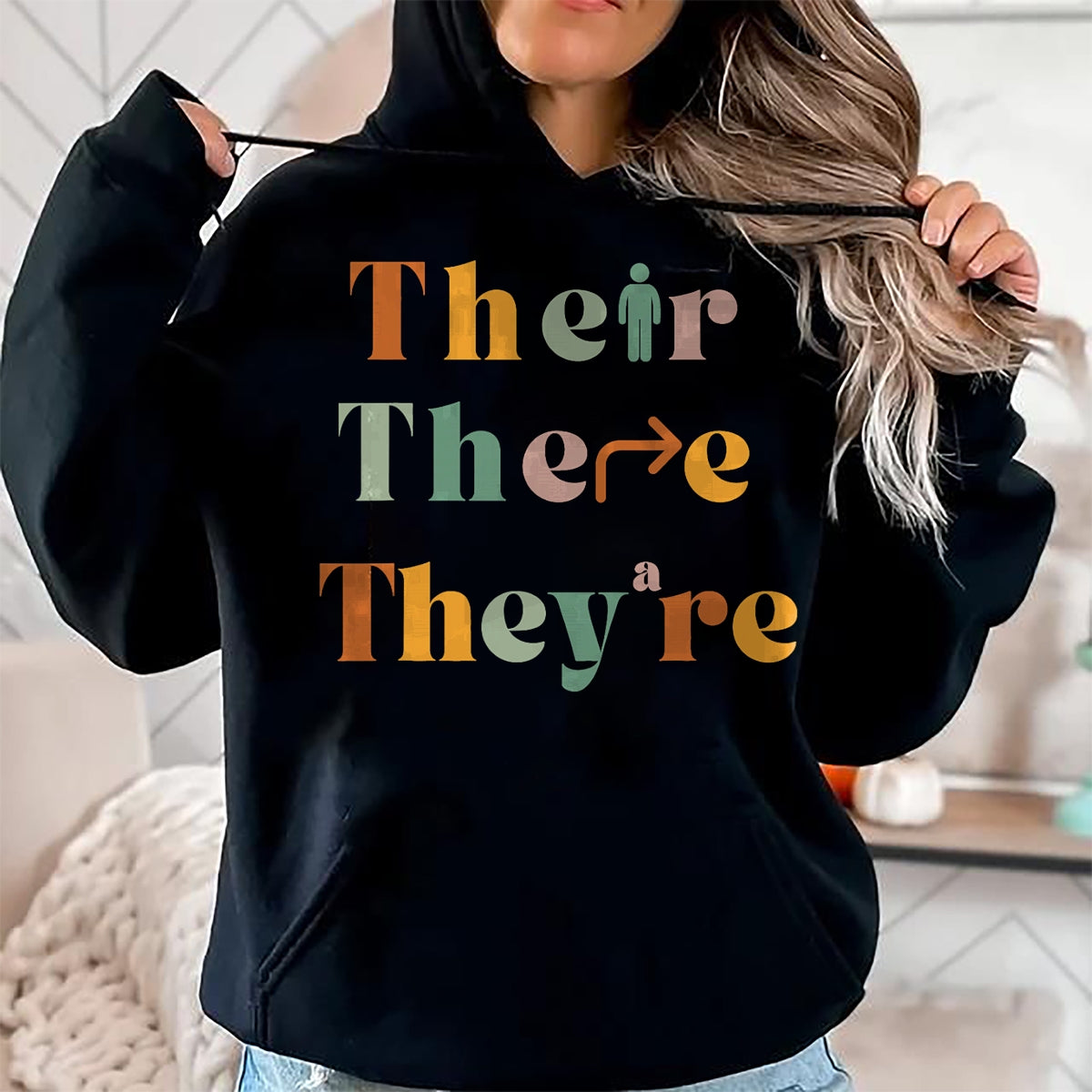 Best Teacher Shirt, Funny Teacher UnisexT-Shirt/Hoodie/Sweatshirt HLT00 - Their There They're Funny English Teacher Gramma Police Joke T-Shirt