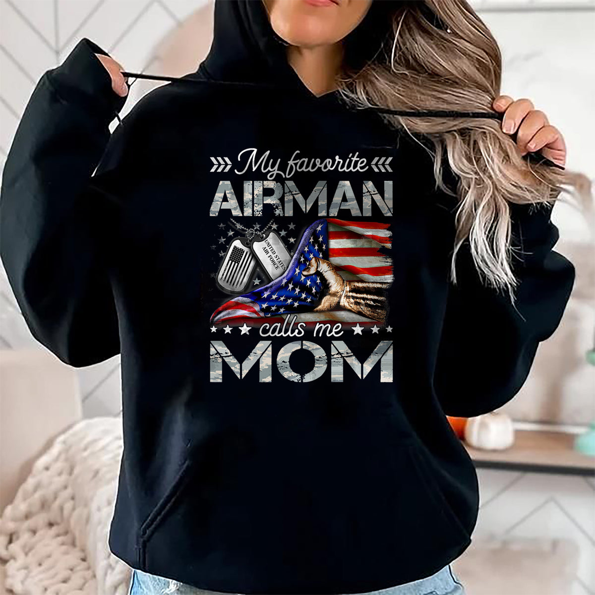 Gift for Mom Shirt, Funny Mom Unisex T-Shirt/Hoodie/Sweatshirt HLT00 - My Favorite Airman Calls Me Mom Proud US Air Force Mom T-Shirt