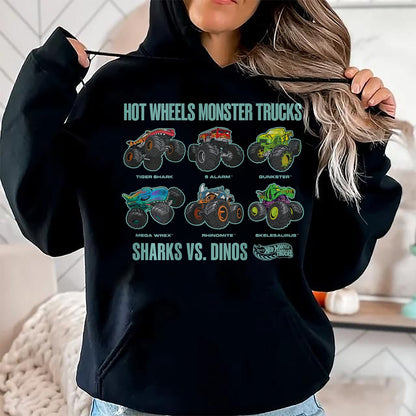 Best Dinosaur Lover Shirt, Funny Dinosaur UnisexT-Shirt/Hoodie/Sweatshirt HLT00 - Hot Wheels Monster Trucks Sharks vs. Dinos T-Shirt Tee for Men Women Boys and Girls