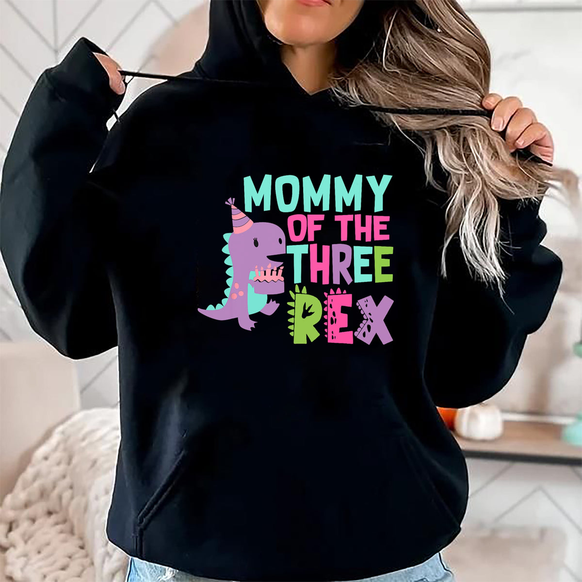 Gift for Mom Shirt, Funny Mom Unisex T-Shirt/Hoodie/Sweatshirt HLT00 - Mommy of the Three Rex Birthday Dinosaur Family Matching T-Shirt