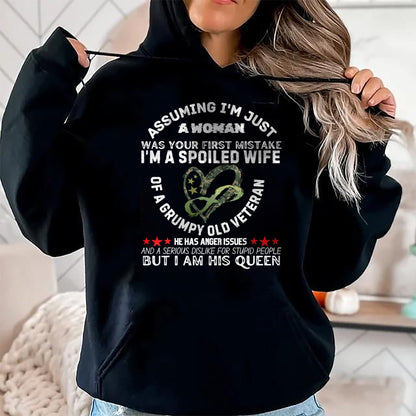 Best Wife Shirt, Wife and Husband Unisex T-Shirt/Hoodie/Sweatshirt HLT00 - Gift for wife T shirt, spoiled wife   Husband Wife I'm A Spoiled Wife Of A Grumpy Old Veteran T-Shir