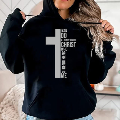 Christian Tee, Christian Faith Unisex T-Shirt/Hoodie/Sweatshirt HLT00 - I Can Do All Things Through Christ Who Strengthens Me Cross T-Shirt