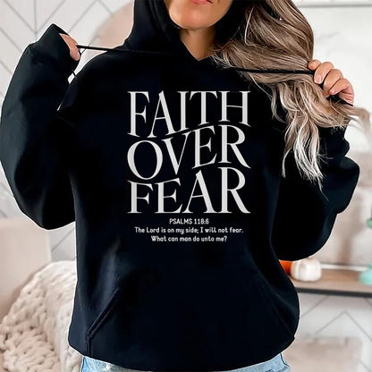 Christian Tee, Christian Faith Unisex T-Shirt/Hoodie/Sweatshirt HLT00 - Faith Over Fear Christian (on back) T-Shirt