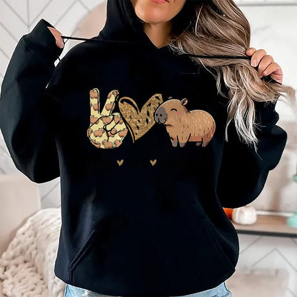 Cute Capybara Shirt, Funny Capybara Unisex T-Shirt/Hoodie/Sweatshirt HLT00 - Kawaii Kids Womens Girls Peace Love Meme Lover Capybara T-Shirt