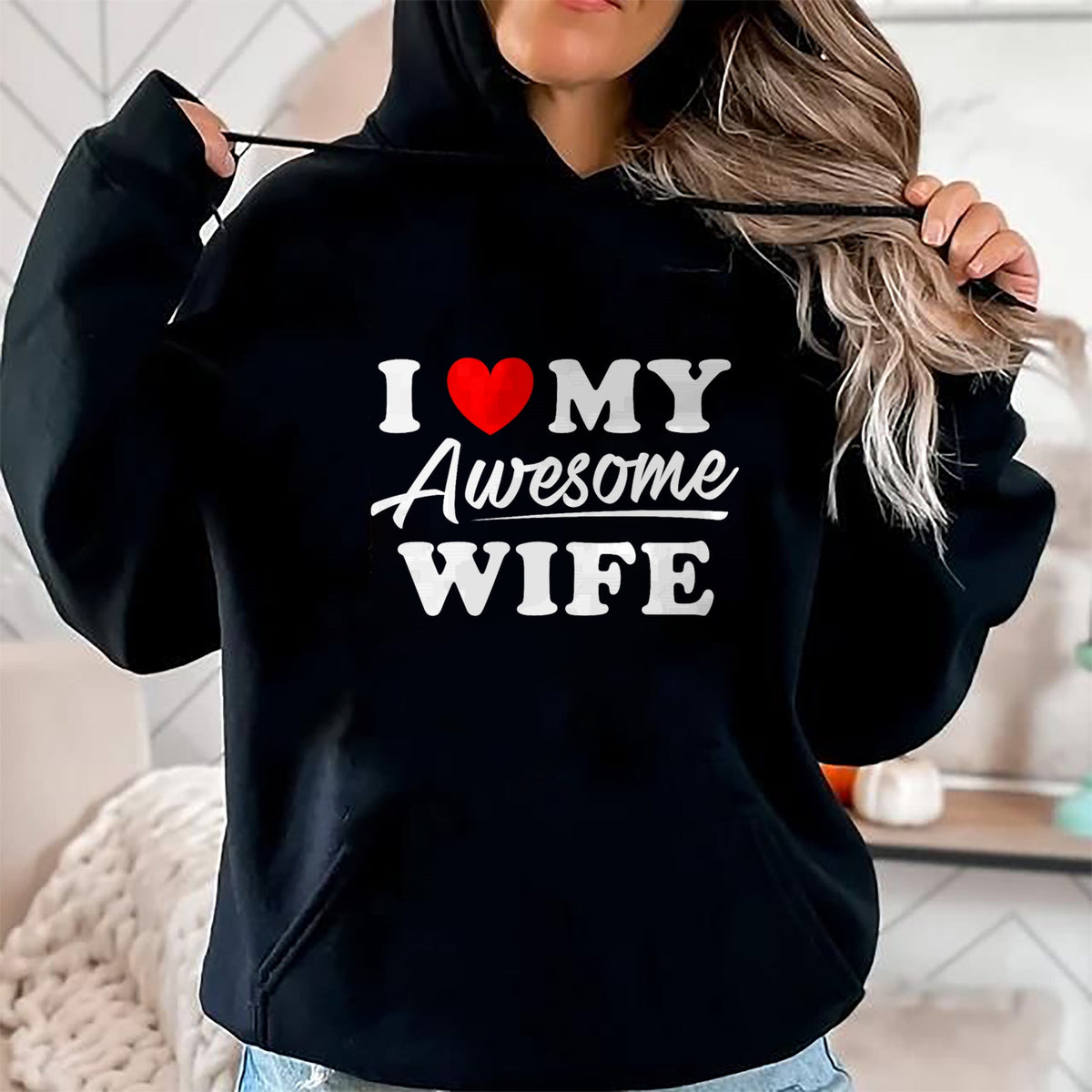 Best Wife Shirt, Wife and Husband Unisex T-Shirt/Hoodie/Sweatshirt HLT00 - I Love My Awesome Wife T Shirt for Men T-Shirt