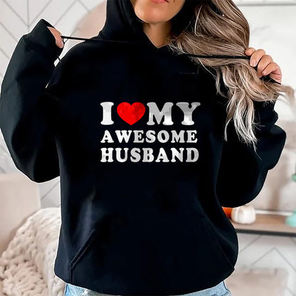 Best Wife Shirt, Wife and Husband Unisex T-Shirt/Hoodie/Sweatshirt HLT00 - I Love My Awesome Husband I Heart My Husband Love Husband T-Shirt (1)