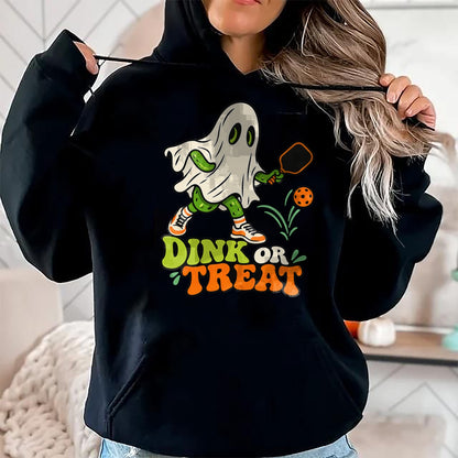 Funny Pickleball Shirt, Pickleball Lover Unisex T-Shirt/Hoodie/Sweatshirt HLT00 - Halloween Pickleball Ghost Men Women Pickleball Halloween T-Shirt