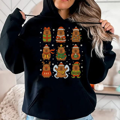 Cute Capybara Shirt, Funny Capybara Unisex T-Shirt/Hoodie/Sweatshirt HLT00 - Cute Christmas Capybara Funny Family Xmas Men Women Kids T-Shirt